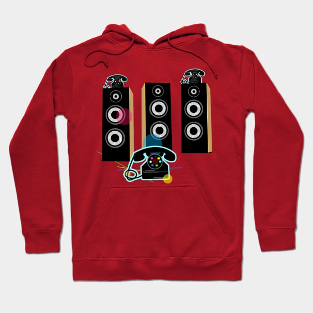 speakers and phone Hoodie by momomoma